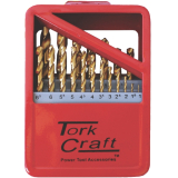 Tork Craft Drill Bit Set 19pce Tin. Coated Metal Case image 1