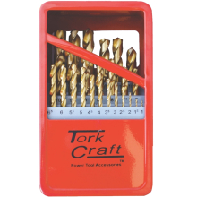 Tork Craft Drill Bit Set 25pce Tin. Coated Metal Case image 1