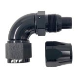 FTF Black Hose End One Piece Cut Style Swivel 90° An10 image 1