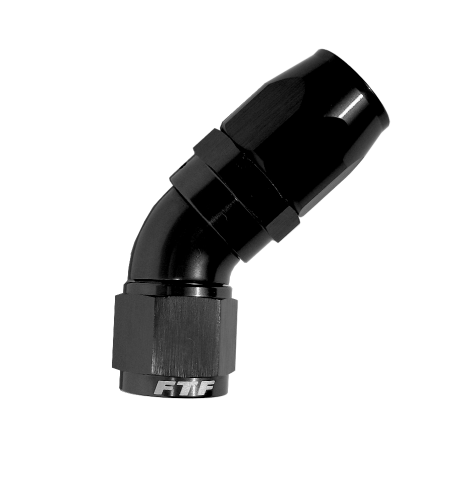 FTF Black Hose End Full-flow Swivel 45° An16 image 1