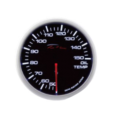 Depo Gauges Oil Temp Gauge 52mm - White Display image 1