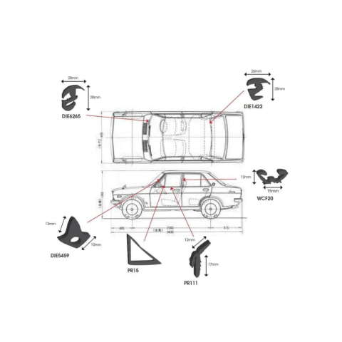Rubber Kits - Datsun GX 4 Door Sedan image 1