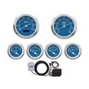 6 Gauge Set Classic, Blue Dial with White needles image 1