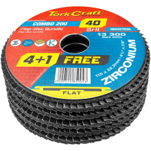 Tork Craft Flap Disc Zirconium 115mm 40 Grit Flat 4+1 Free image 1